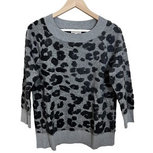 Loft • Gray Leopard Print Sweater